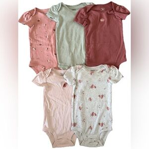 Girls 12-18M Short Sleeve Bodysuit Carters Playwear Bundle (5)- hedgehog owl